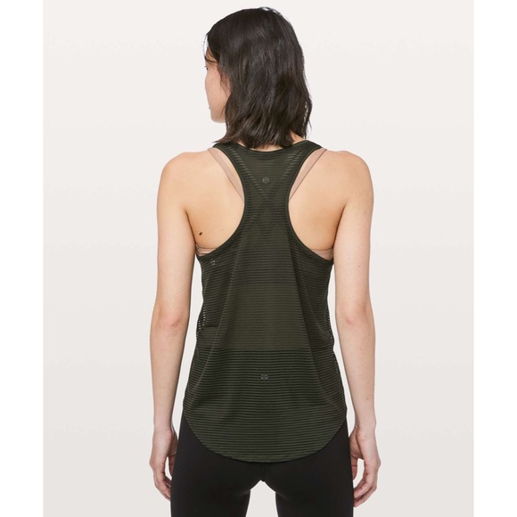 lululemon athletica Tops - Lululemon All Love Tank Striped Mesh Dark Olive